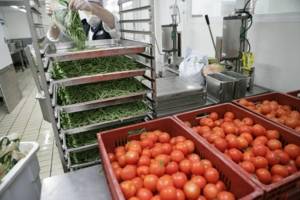 Produits frais dans les cuisines d'un hôpital